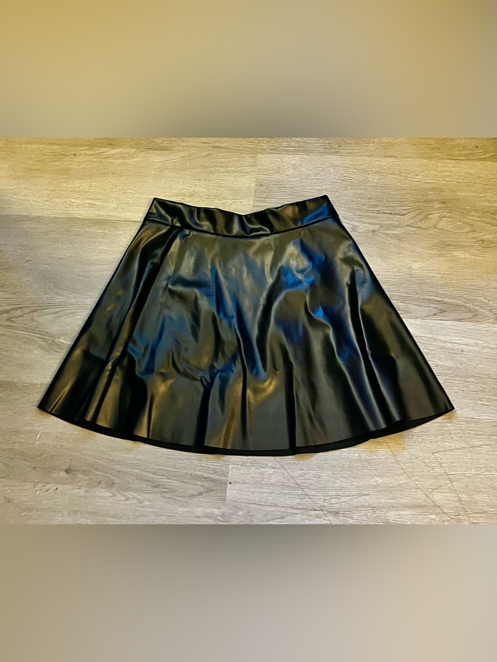 2 size Small A-Line Faux Leather Mini Skirts in black and brown